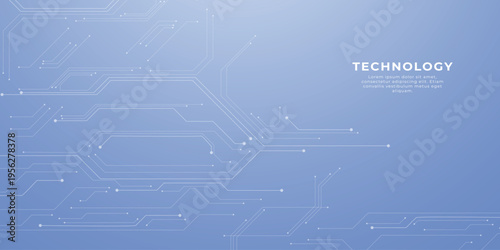 white circuit board design with electronic chip components and data lines creating futuristic tech pattern on dark digital background. Digital technology