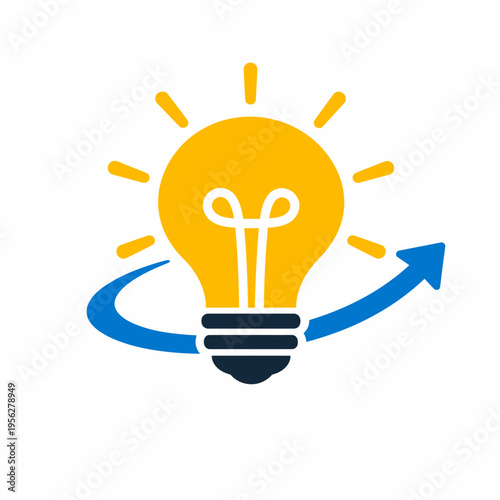 Innovative Idea Light Bulb with Growth Arrow for Business and Creative Solutions