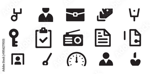 Business management and office administration icon set for project tracking and reporting