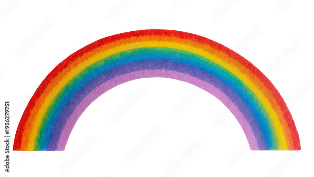Fototapeta premium Isolated watercolor painting of a bright colorful arched rainbow symbol in vibrant hues