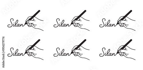 Minimal hand writing signature name silan vector illustration isolated on white background