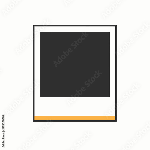 Free Download A blank Polaroid photo with a black center and orange stripe on a white background - GFXLoad