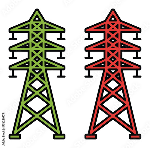 Electric Power Transmission Tower Vector Illustration