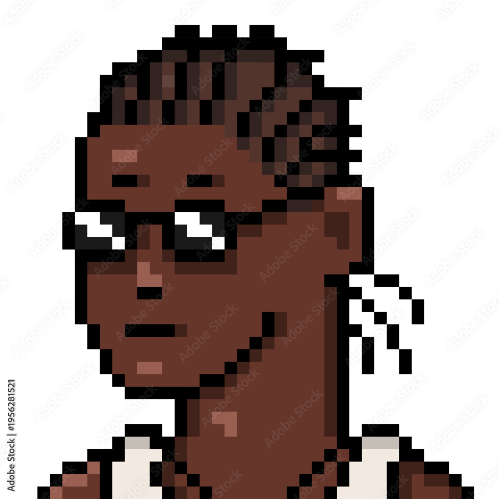Fototapeta premium Vector Pixel Userpic of Man with Dreadlocks