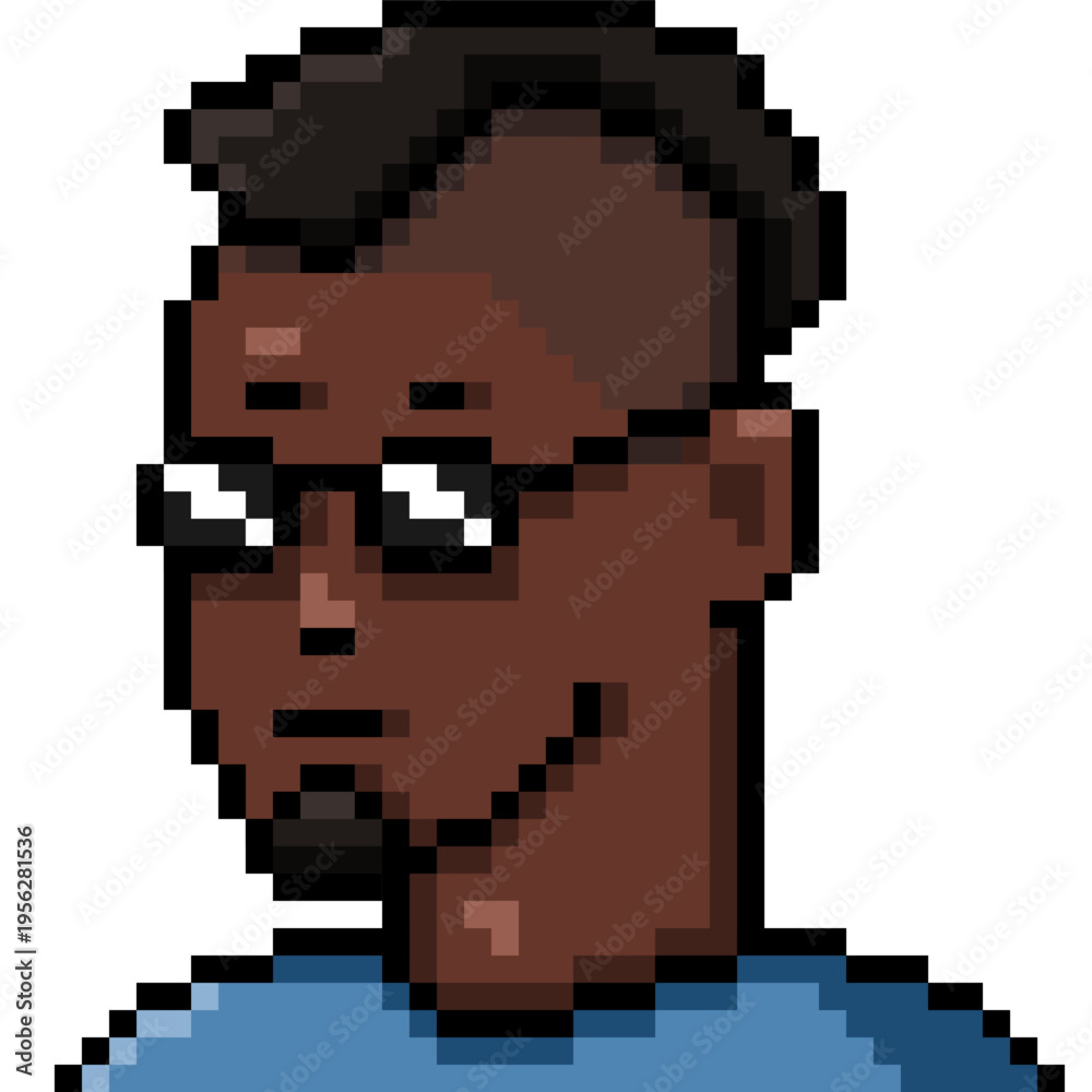 Fototapeta premium Vector Pixel Art Userpic of Black Man with Mohawk