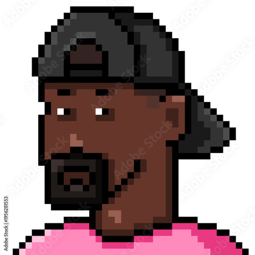Vector Pixel Art Userpic of Black Man