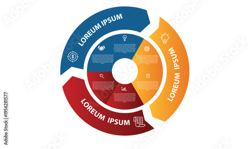 Collection of vector circle chart infographic templates for presentations, advertising, layouts, annual reports. 4 options, steps, parts	