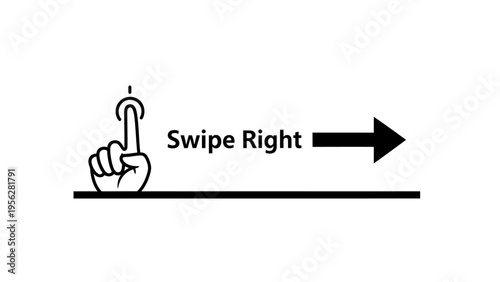 Finger swiping right icon indicating digital interaction, gesture control, and user interface navigation