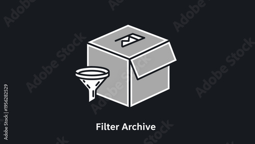 Filter Archive Organize and Streamline Your Data with a Conceptual Icon of a Box and Funnel