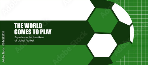 Soccer Banner Template Vector with Football Ball and Grid for World Cup Championship Tournament and Football Club Promotion