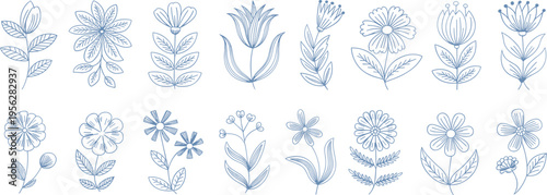 Floral Symphony: A harmonious arrangement of delicate floral line art blooms across the canvas, showcasing intricate details. Each piece tells a unique story.