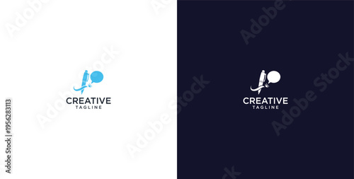 pen and speech bubble logo design, consulting, finance and business logo