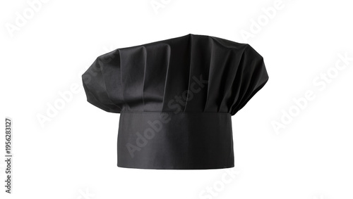 Foto Isolated stylish black chef hat with classic pleats, essential culinary uniform for cooking