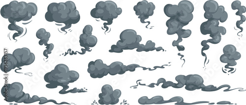 Smoke Plumes and Billows: An array of smoky forms, swirling and curling, create a dynamic visual display, perfect for illustrating environmental concerns or adding an artistic touch.