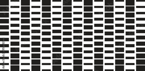 Minimalist geometric pattern featuring black and white rectangular blocks arranged in vertical grid columns