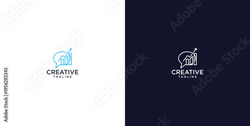 pen and speech bubble logo design, consulting, finance and business logo