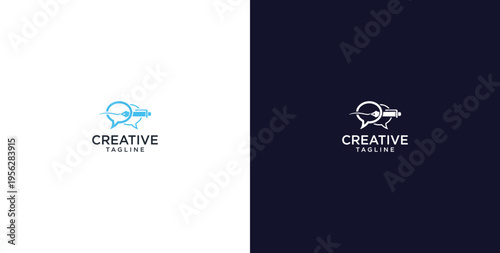 pen and speech bubble logo design, consulting, finance and business logo