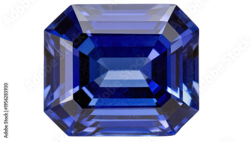 Φωτογραφία Isolated vibrant blue gemstone, precious sapphire or tanzanite, elegant emerald cut for jewelry