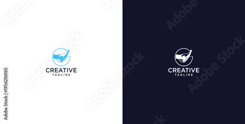 pen and speech bubble logo design, consulting, finance and business logo