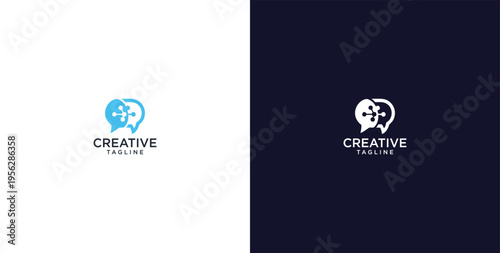 pen and speech bubble logo design, consulting, finance and business logo