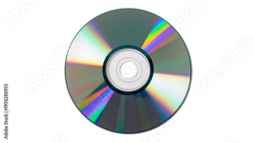 Fotografie Isolated compact disc, digital data storage medium with colorful reflective surf