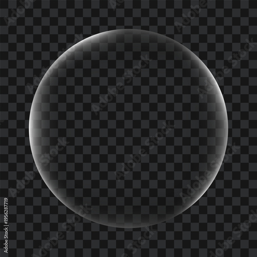 White glowing ring, transparent bubble, vector illustration.