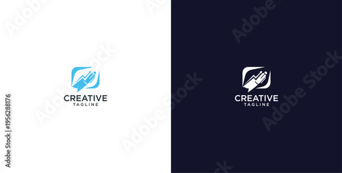 pen and speech bubble logo design, consulting, finance and business logo