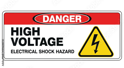 High voltage electrical shock hazard warning sign is displayed clearly outdoors