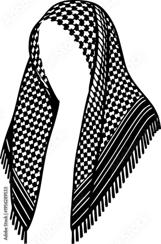 Vector graphic illustration of a traditional keffiyeh scarf design