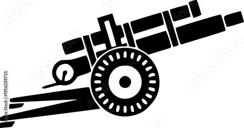 Vector graphic illustration of a black cannon on a white background