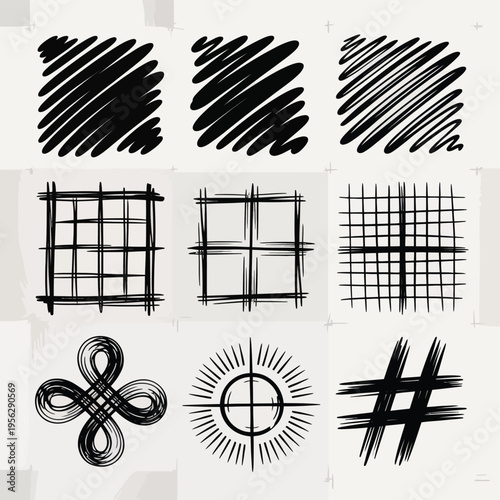 Collection of Hand-Drawn Geometric Shapes and Symbols