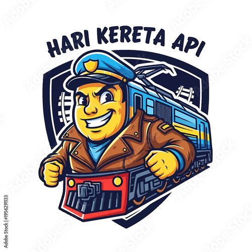 Train Mascot in Constructor Outfit for Hari Kereta Api