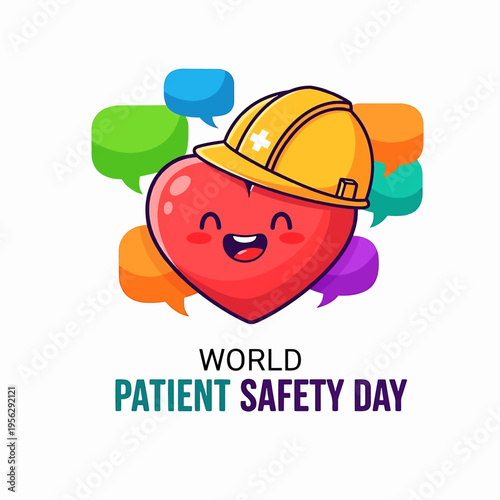 Heart Character with Safety Helmet for World Patient Safety Day