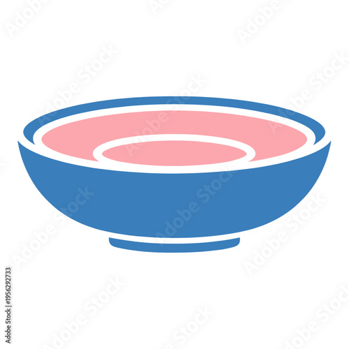 Blue Bowl With Pink Interior Vector Icon