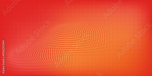 Vibrant Orange Red Halftone Gradient Background With Retro Pop Art Dot Pattern eps10