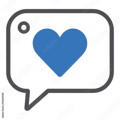 Chat Bubble With Blue Heart Line Icon for App UI