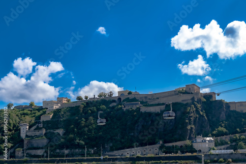 Canvas Print A view of the imposing Ehrenbreitstein Fortress towering above the city of Koble