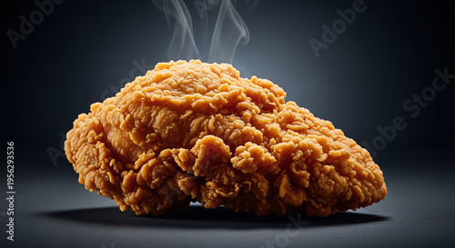 Wallpaper Mural Close up of a Steaming, Crispy Piece of Golden Fried Chicken on a Dark Background Torontodigital.ca