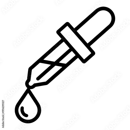 Medical Dropper With Liquid Drop Line Icon