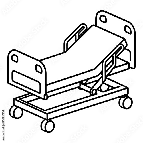 Medical Gurney With Wheels Line Icon
