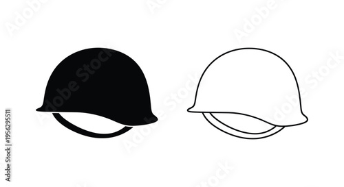Military Helmet Icon Set Vector