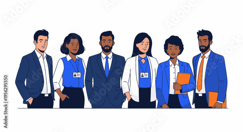 Diverse group of business professionals standing together