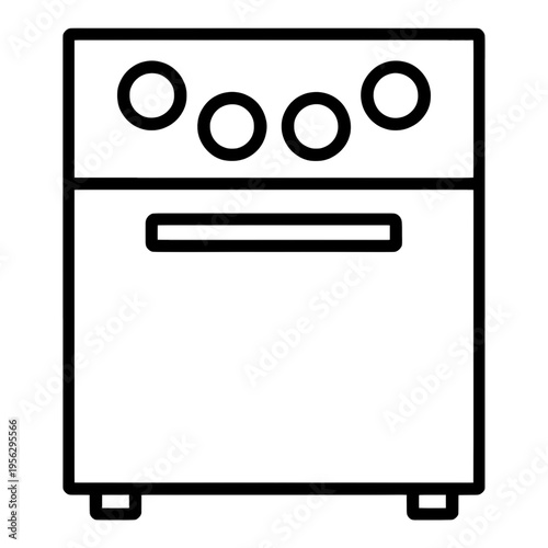 Oven With Four Burners Line Icon