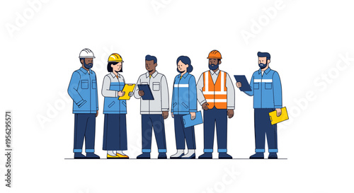 Diverse group of workers in uniform standing together