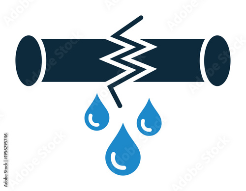 Broken Pipeline Leakage Water Damage Vector Illustration