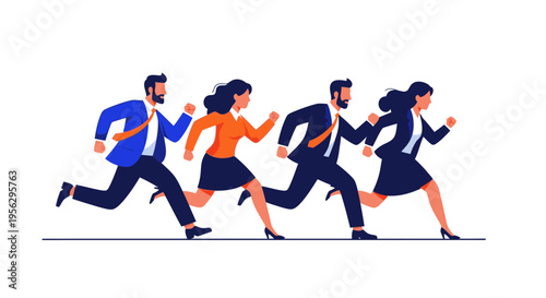 Business people running in a competitive race for success