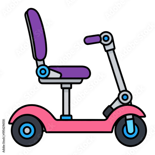 Pink Scooter With Seat Vector Icon
