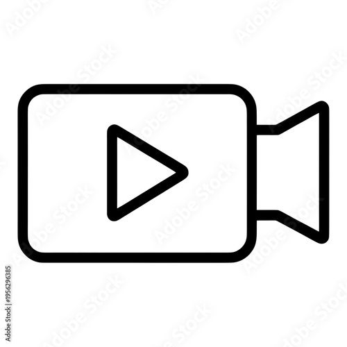 Rounded Square Video Camera With Play Button Line Icon