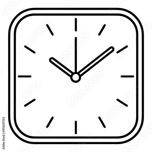 Square Clock Face Outline Line Icon