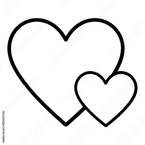 Two Outline Heart Vector Icon